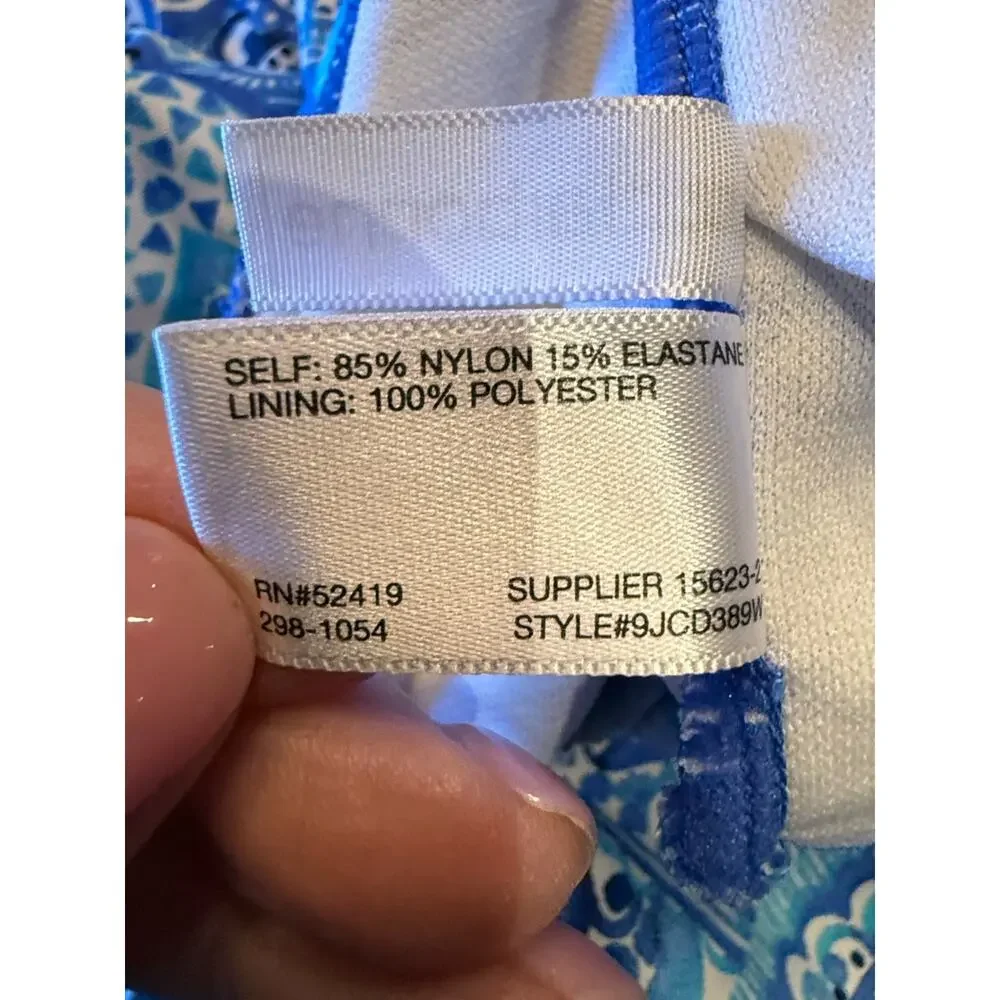 Liz Claiborne Womens 22W Blue Patterned Halter Tankini Top Only